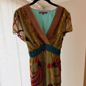 Vintage Hale Bob V-Neck Beaded Mini Dress